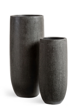 Кашпо TREEZ Effectory - Stone - Высокий округлый конус - Тёмно-серый камень