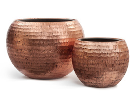 Кашпо TREEZ Effectory - Metal - Полусфера - Розовая медь Чеканка