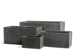 Кашпо TREEZ Effectory - Stone - Низкий прямоугольник - Тёмно-серый камень