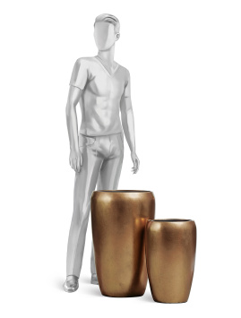 Кашпо TREEZ Effectory - Metal - Высокий округлый конус - Тёмное матовое золото