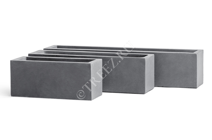 Кашпо TREEZ ERGO - Just - Узкий низкий прямоугольник - Светло-серый камень фото