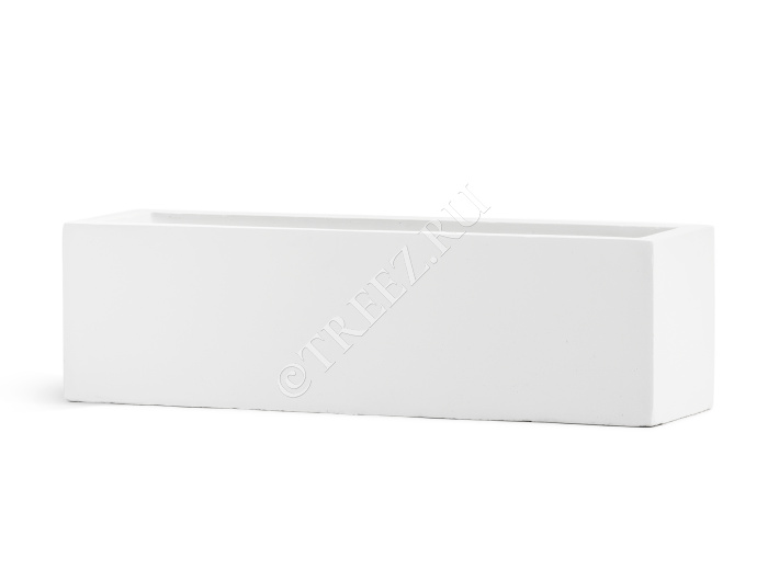 Кашпо TREEZ ERGO - Just - Узкий низкий прямоугольник - Белый камень фото