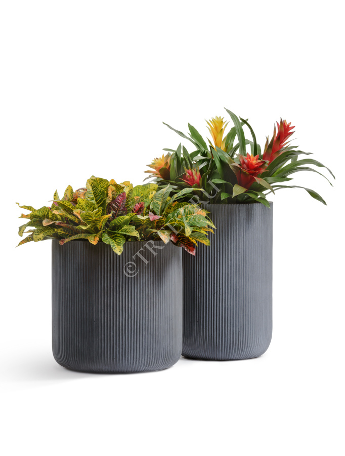 Кашпо TREEZ ERGO - Jet - Высокий цилиндр - Дымчато-серый бетон фото