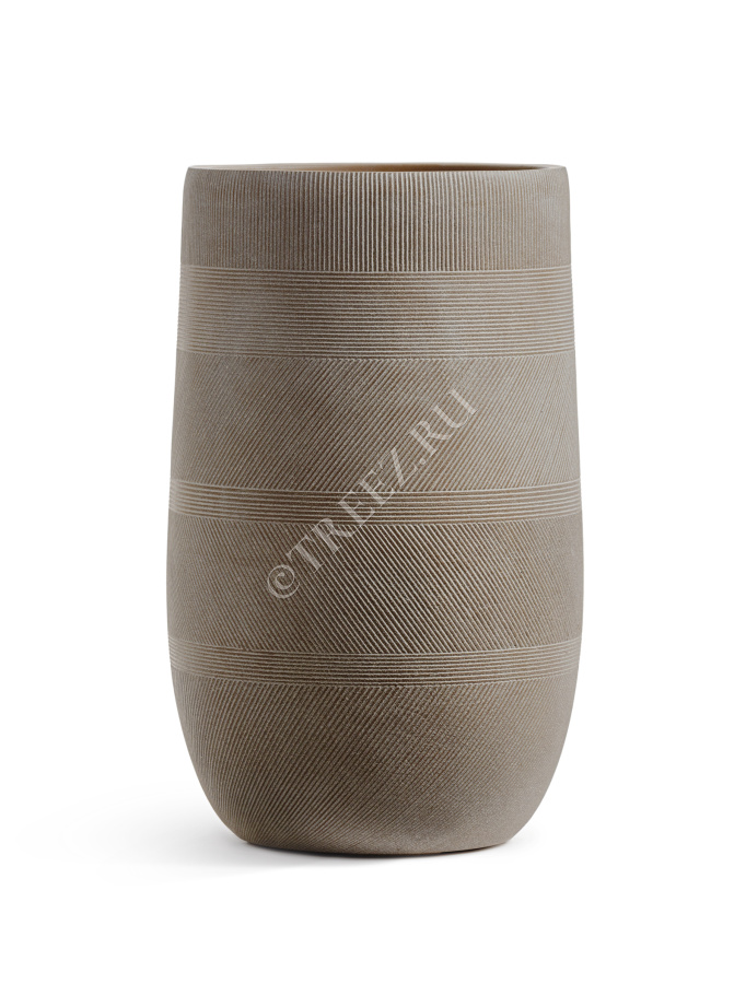 Кашпо TREEZ ERGO - Graphics - Высокая округлая чаша - Капучино фото
