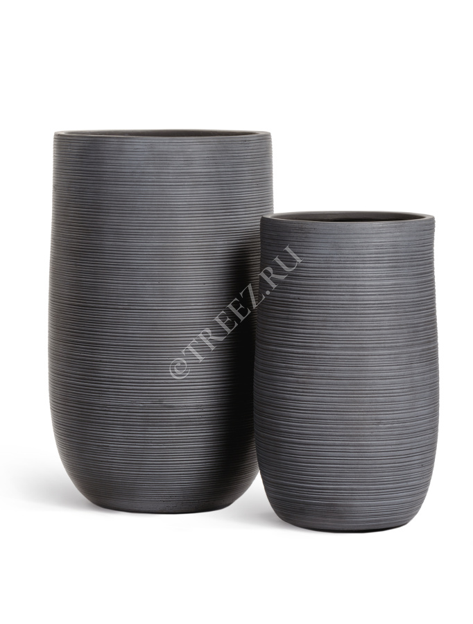 Кашпо TREEZ ERGO - TreeLine - Высокая округлая чаша - Дымчато-серый бетон фото