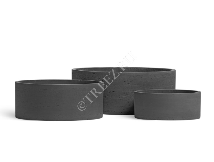 Кашпо TREEZ ERGO - Concrete - Низкий цилиндр - Тёмно-серый бетон фото
