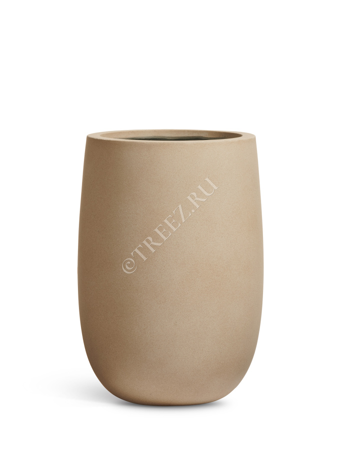 Кашпо TREEZ ERGO - Fine Rock - Высокая округлая чаша - Песок тёплый беж фото