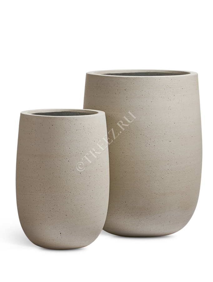 Кашпо TREEZ ERGO - Fine Rock - Высокая округлая чаша - Белый песок фото