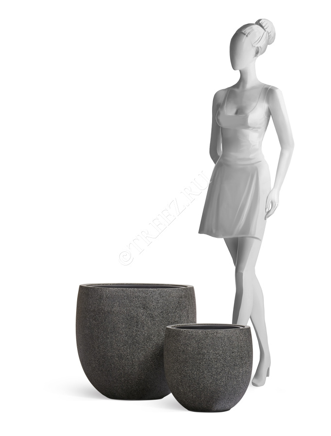 Кашпо TREEZ Effectory - Stone - Чаша classic - Тёмно-серый камень фото