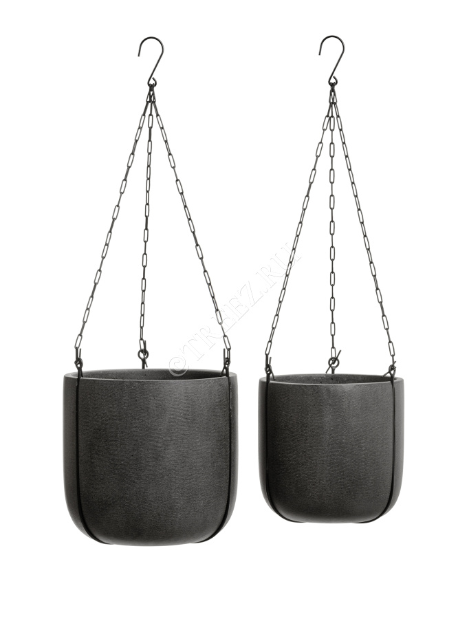 Кашпо TREEZ Effectory - Beton - Чаша подвесная - Тёмно-серый бетон фото