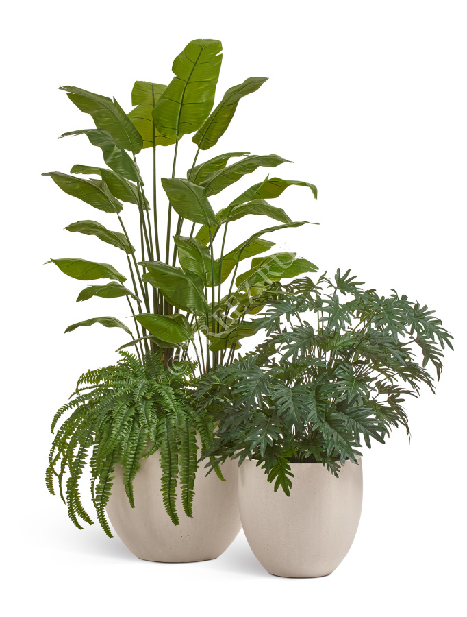 Кашпо TREEZ Effectory - Beton - Большой округлый конус - Белый песок фото