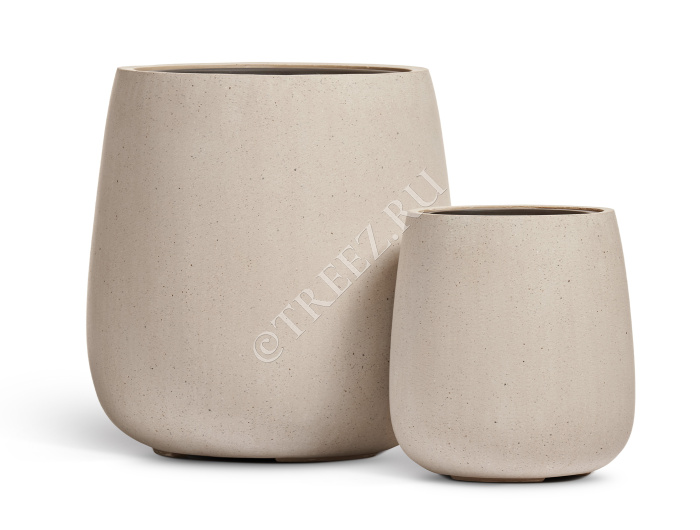 Кашпо TREEZ Effectory - Beton - Design-Чаша - Белый песок фото