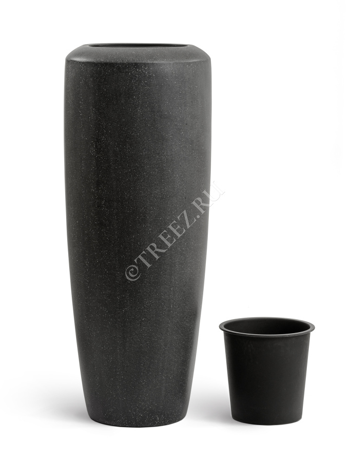 Кашпо TREEZ Effectory - Quartz - Высокий конус - Чёрный кварц фото