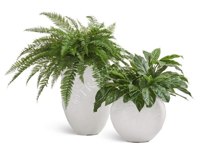 Кашпо TREEZ Effectory - Organic - Сфера - Белый камень фото