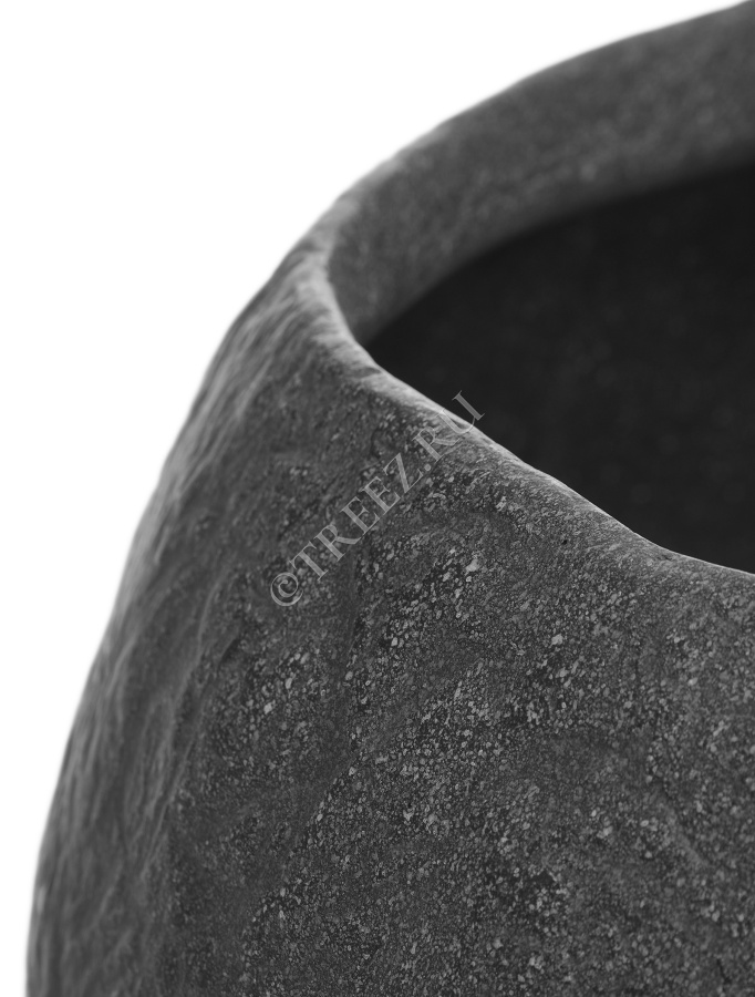 Кашпо TREEZ Effectory - Organic - Низкая чаша - Тёмно-серый камень фото