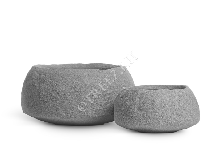 Кашпо TREEZ Effectory - Organic - Низкая чаша - Серый ледник фото