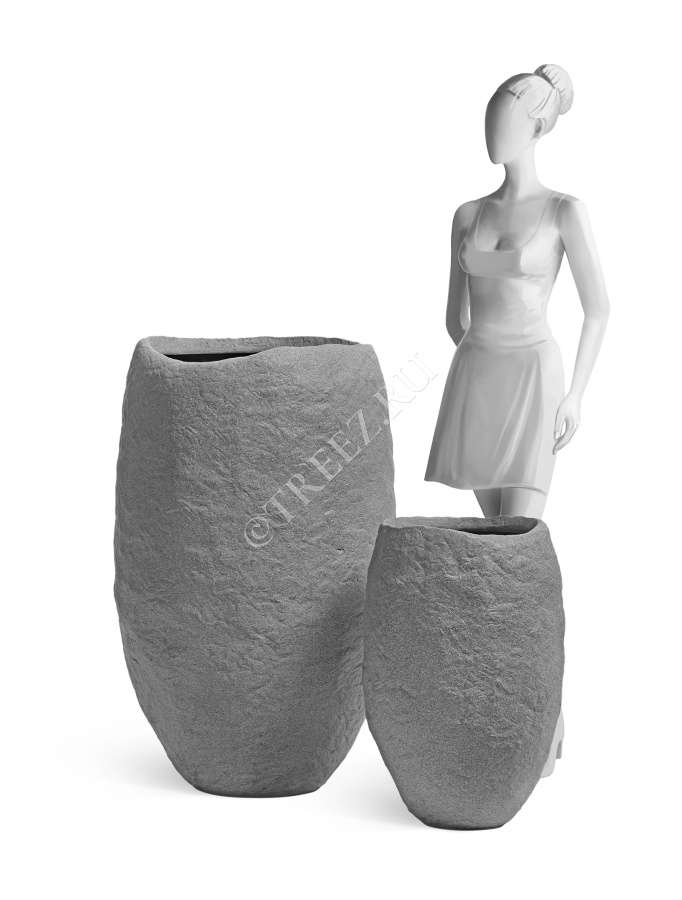 Кашпо TREEZ Effectory - Organic - Высокая чаша - Серый ледник фото