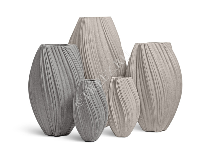 Кашпо TREEZ Effectory - Dune - Высокая Design-ваза - Дымчато-серый песок фото