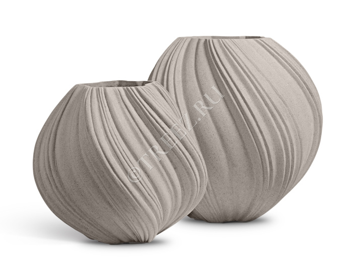 Кашпо TREEZ Effectory - Dune -  Сферическая Design-ваза - Белый песок фото