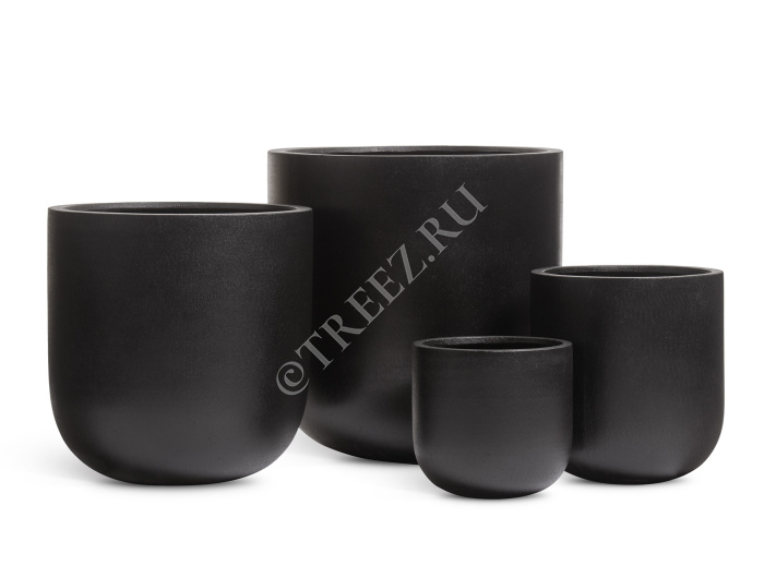 Кашпо TREEZ ERGO - Hard Rock - Цилиндрическая Чаша - Антрацит фото