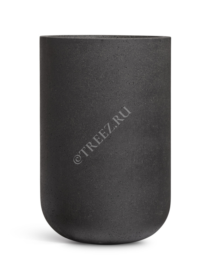 Кашпо TREEZ ERGO - Hard Rock - Высокий округлый цилиндр - Чёрный песок фото