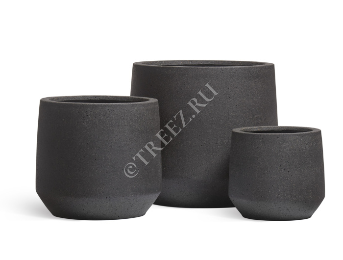 Кашпо TREEZ ERGO - Hard Rock - Трапециевидная чаша - Чёрный песок фото