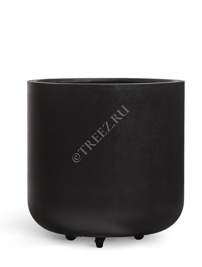 Кашпо TREEZ ERGO - Hard Rock - Цилиндрическая чаша на колёсиках - Антрацит фото