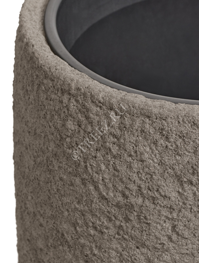 Кашпо TREEZ Effectory - Terra- Высокая чаша - Серый беж фото