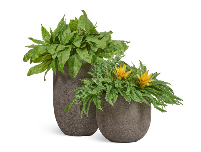 Кашпо TREEZ Effectory - Terra- Высокая чаша - Серый беж фото