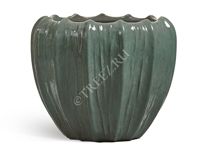 Кашпо TREEZ Effectory - Aura - Чаша - Изумрудный лак фото