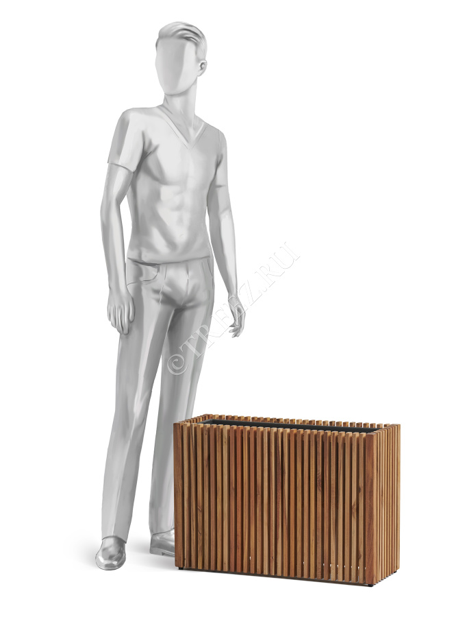 Кашпо TREEZ Effectory - Timberline - Низкий узкий дивайдер - Тёмное дерево фото