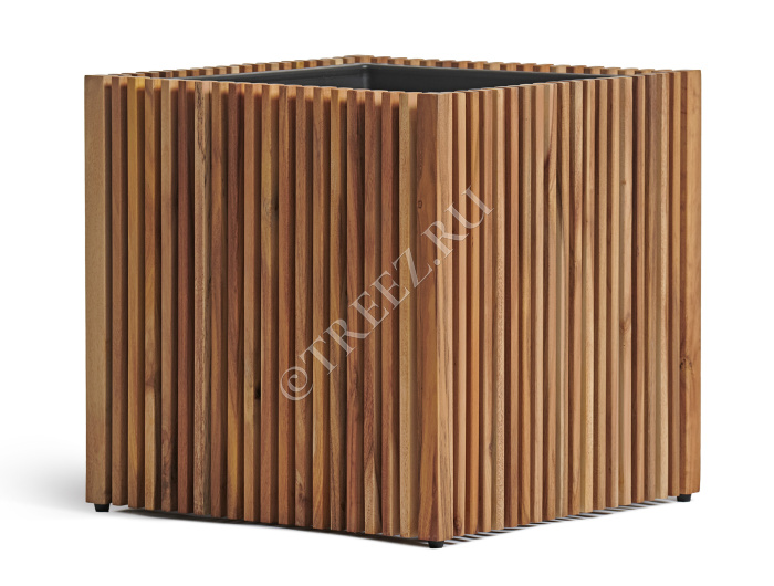 Кашпо TREEZ Effectory - Timberline - Куб - Тёмное дерево фото