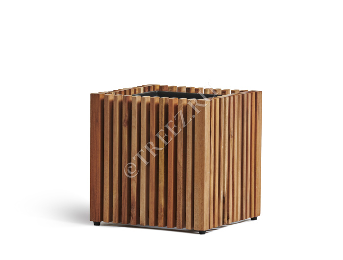 Кашпо TREEZ Effectory - Timberline - Куб - Тёмное дерево фото