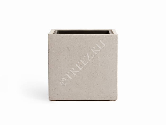 Кашпо TREEZ Effectory - Beton - Куб - Белый песок фото