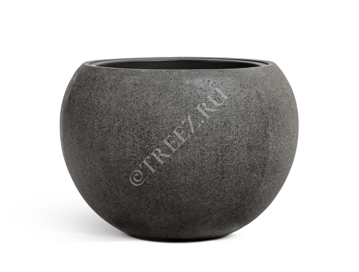 Кашпо TREEZ Effectory - Stone - Большая полусфера - Тёмно-серый камень фото