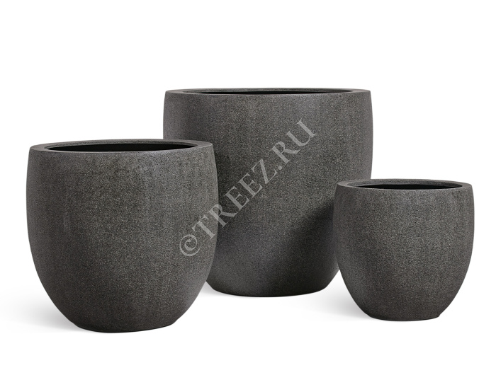 Кашпо TREEZ Effectory - Stone - Большой округлый конус - Тёмно-серый камень фото