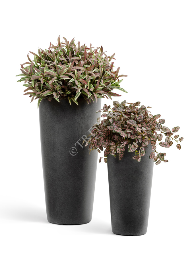 Кашпо TREEZ Effectory - Beton - Высокий конус - Тёмно-серый бетон фото