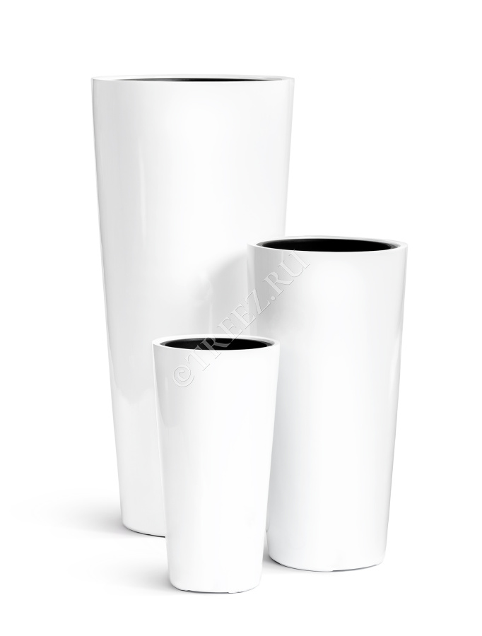 Кашпо TREEZ Effectory - Gloss - Высокий конус - Белый глянцевый лак фото