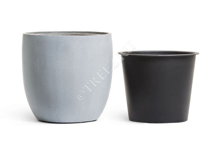 Кашпо TREEZ Effectory - Beton - Округлый конус - Серый ледник фото