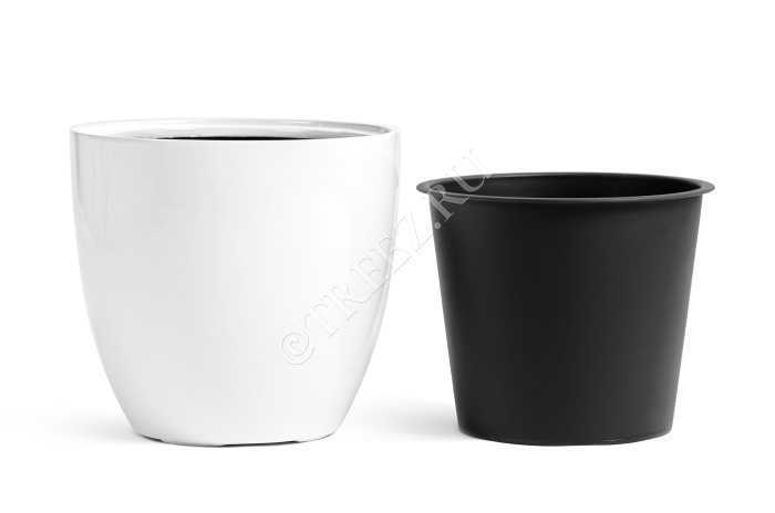 Кашпо TREEZ Effectory - Gloss - Округлый конус - Белый глянцевый лак фото