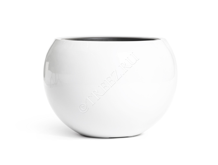 Кашпо TREEZ Effectory - Gloss - Полусфера - Белый глянцевый лак фото