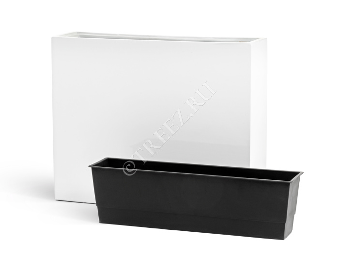 Кашпо TREEZ Effectory - Gloss - Дивайдер высокий - белый глянцевый лак фото