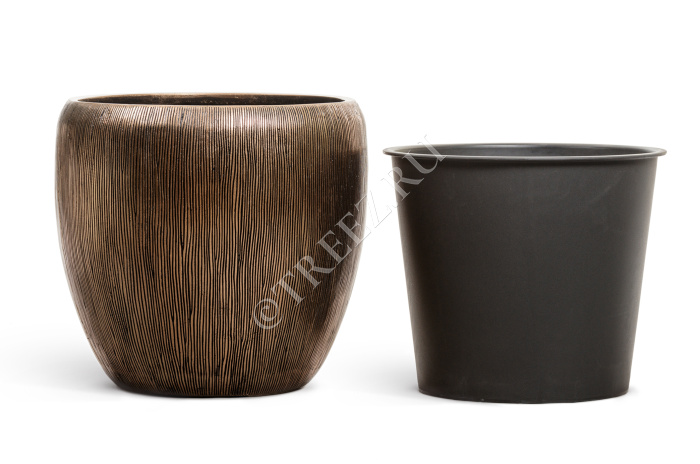 Кашпо TREEZ Effectory - Wow - Конус-Чаша - Тёмное матовое золото фото