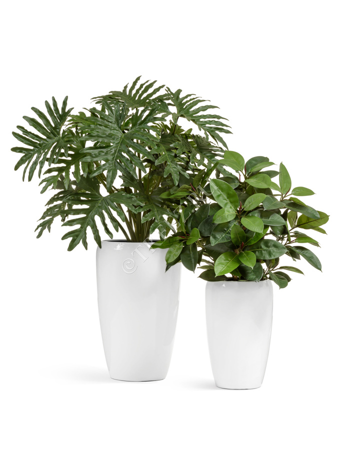 Кашпо TREEZ Effectory - Gloss - Высокий округлый конус - Белый глянцевый лак фото