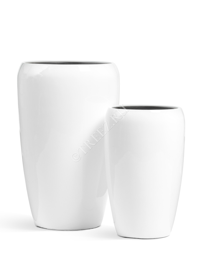 Кашпо TREEZ Effectory - Gloss - Высокий округлый конус - Белый глянцевый лак фото