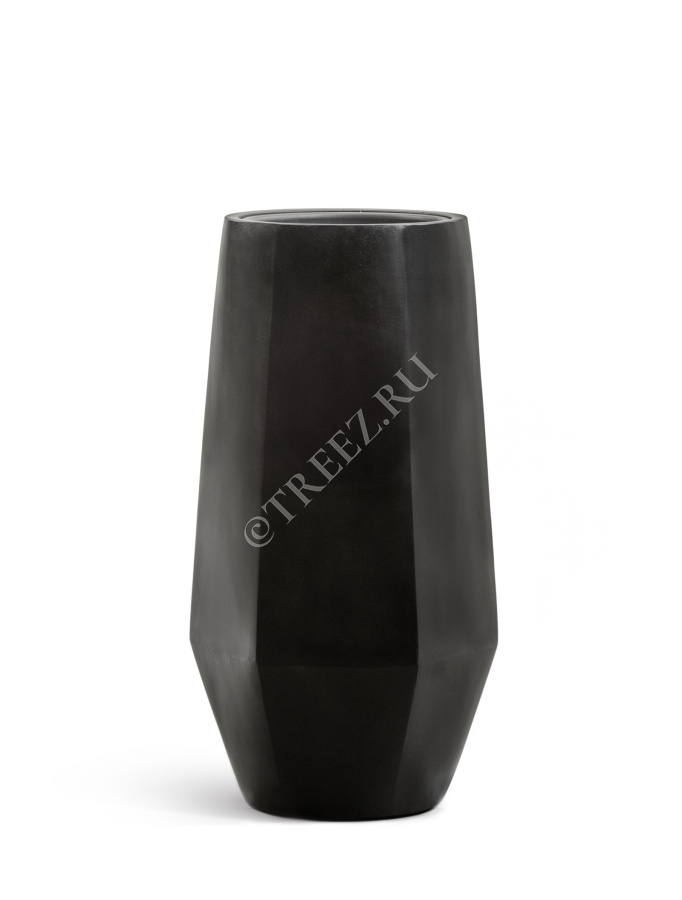 Кашпо TREEZ Effectory - Crystal - Высокий многогранник - Антрацит фото