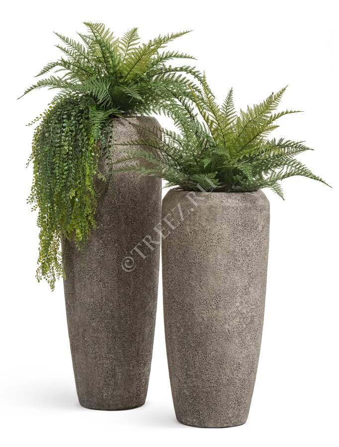 Кашпо TREEZ Effectory - Volcano - Высокий конус Design - Серо-коричневый туф фото