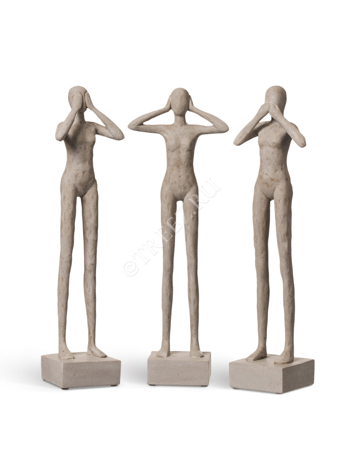 Скульптура TREEZ Effectory - Philosopher's Stone - Триптих "Недеяние зла" - Белый песок фото