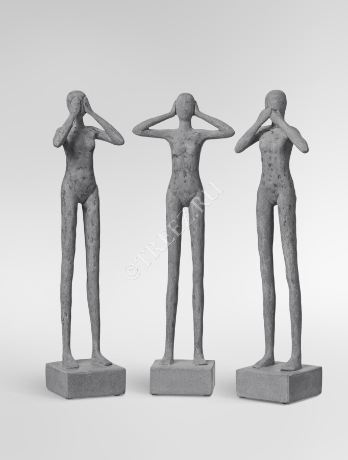 Скульптура TREEZ Effectory - Philosopher's Stone -Триптих "Недеяние зла"- Дымчато-серый песок фото