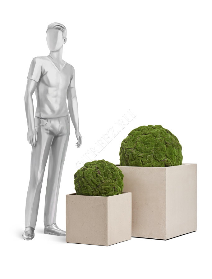 Сет № 131 - Композиция с шарами из мха в кубических кашпо Treez Effectory Beton фото